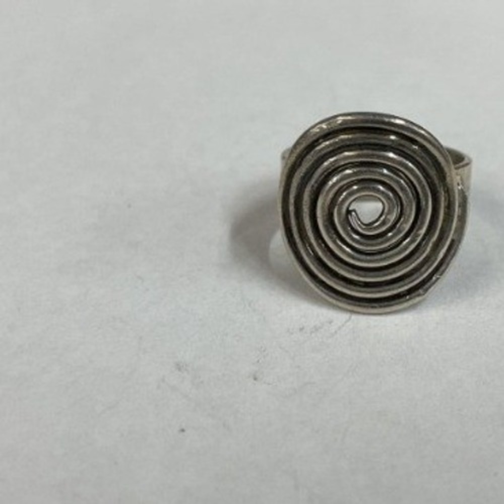 Sterling Silver 925 Spiral Swirl Statement Ring Size 7 Wide Band Boho